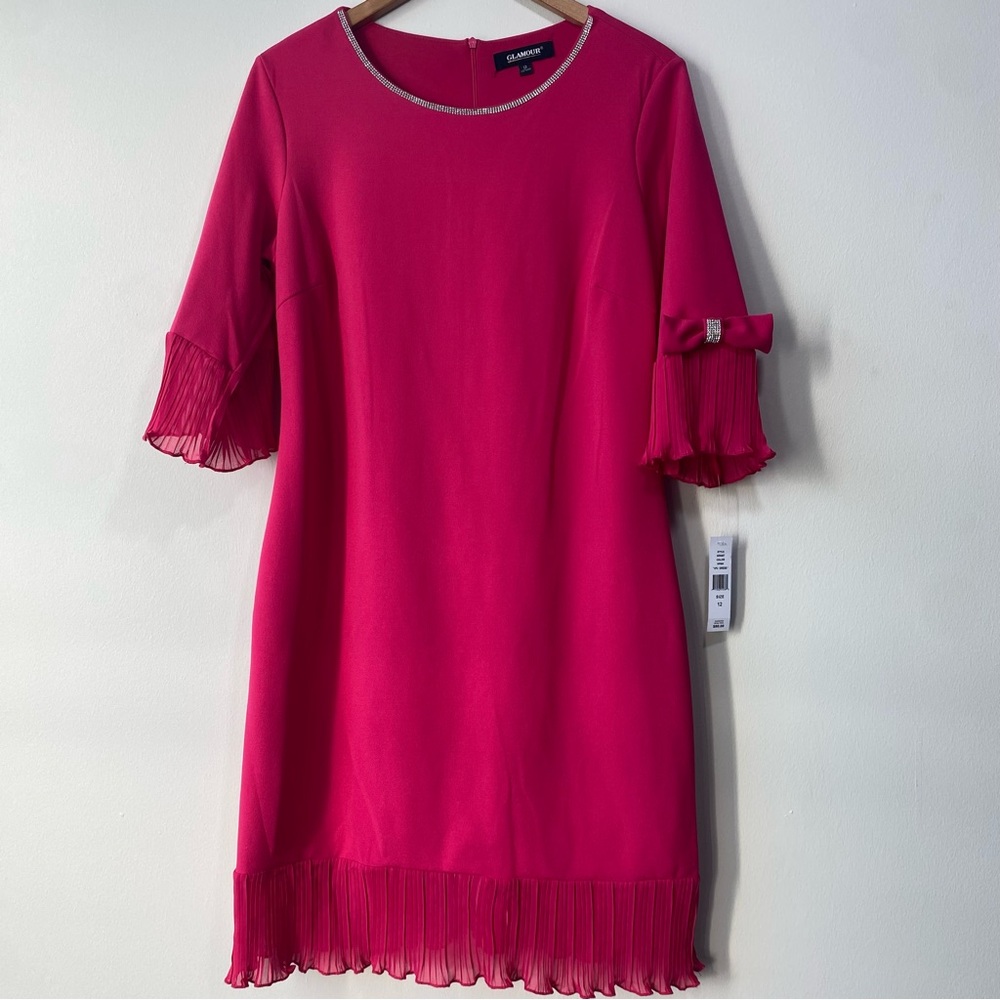 Glamour Fuchsia Dress with Rhinestone Detail